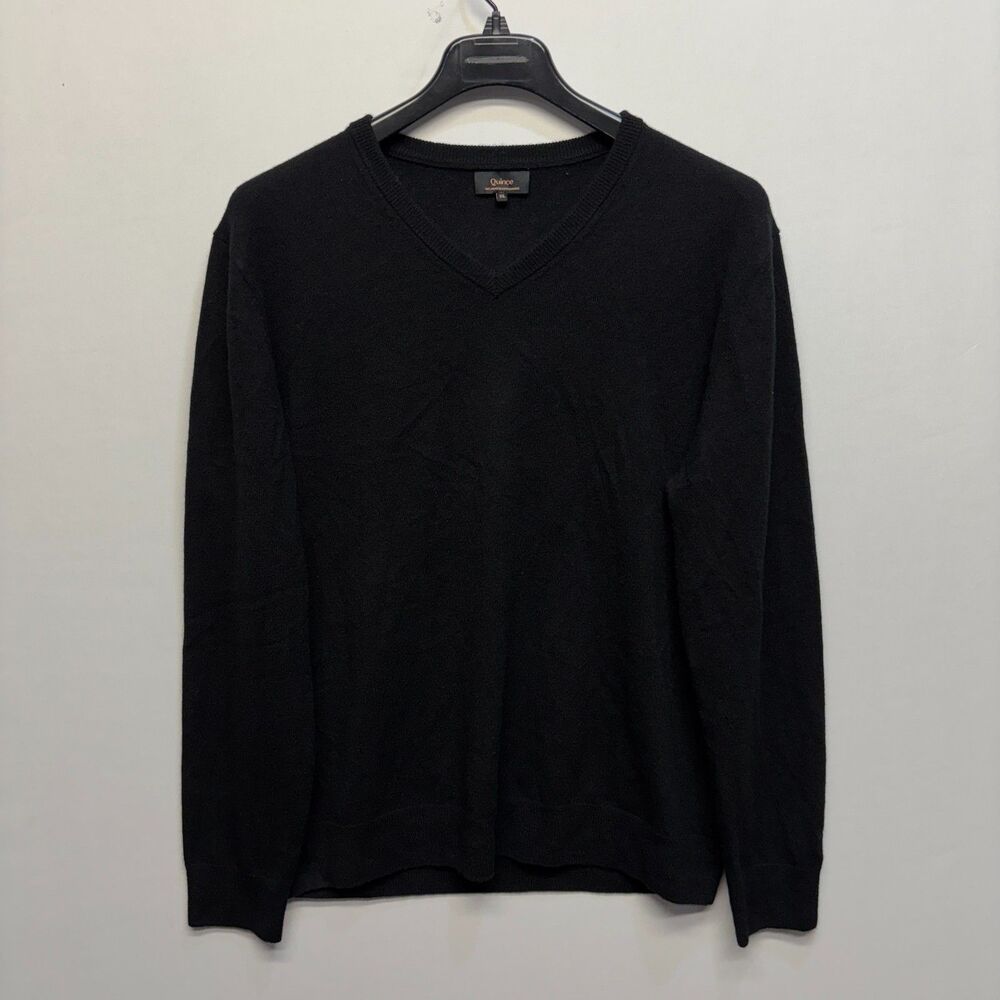 Quince Men 100% Mongolian Cashmere Sweater Size XL X-Large Black V-Neck D101 -4